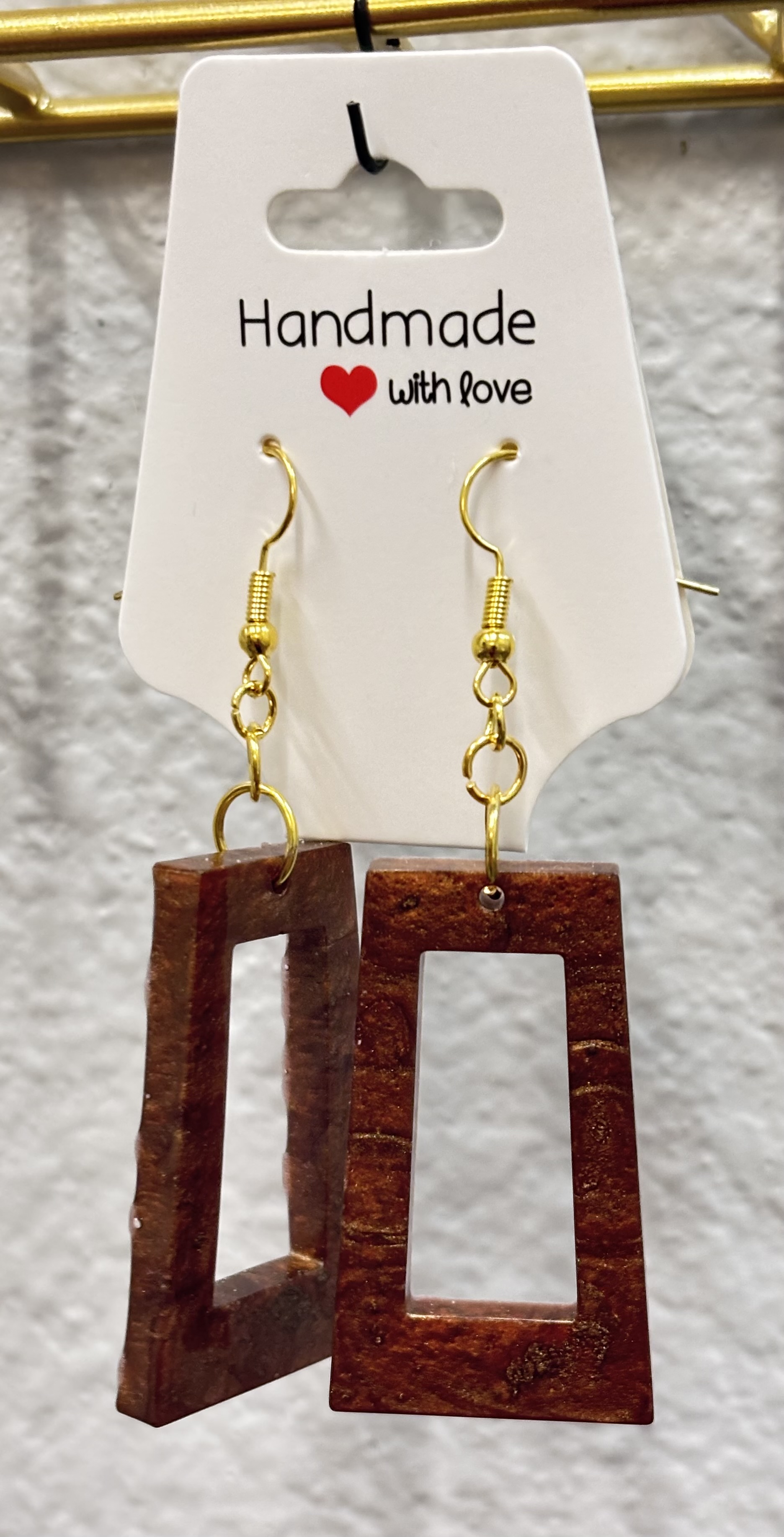 Wood geometric earrings