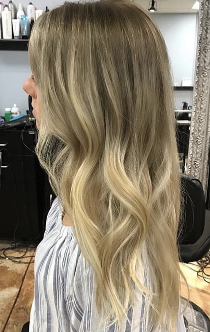 Long dimensional blonde hair
